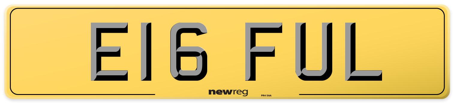 E16 FUL Rear Number Plate