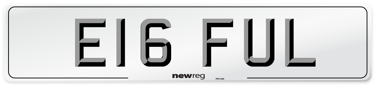 E16 FUL Front Number Plate