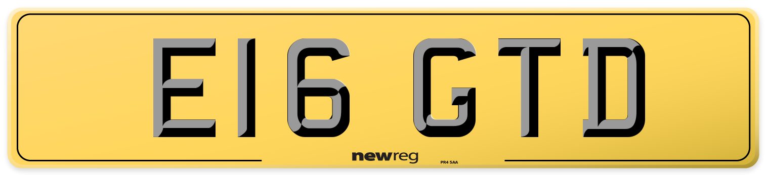 E16 GTD Rear Number Plate