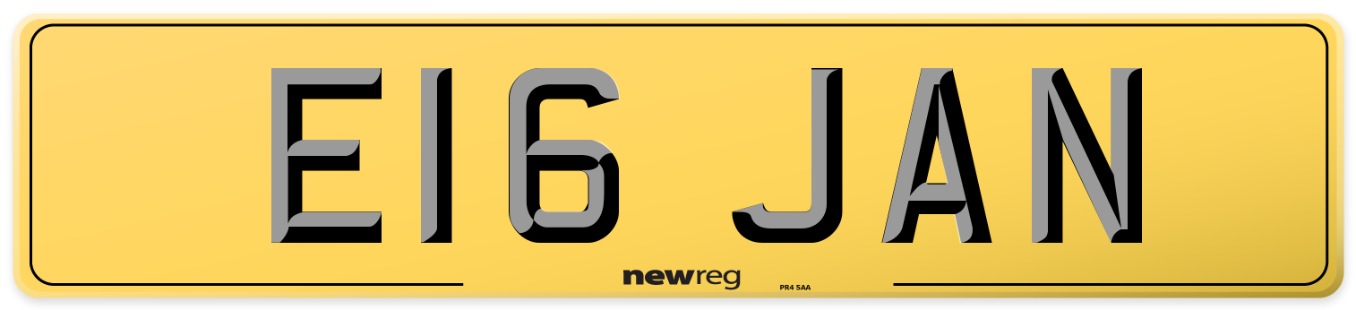 E16 JAN Rear Number Plate