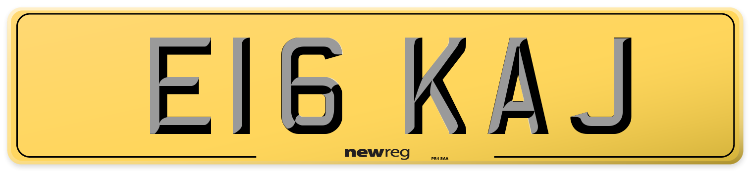 E16 KAJ Rear Number Plate