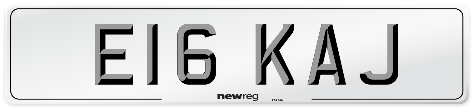 E16 KAJ Front Number Plate