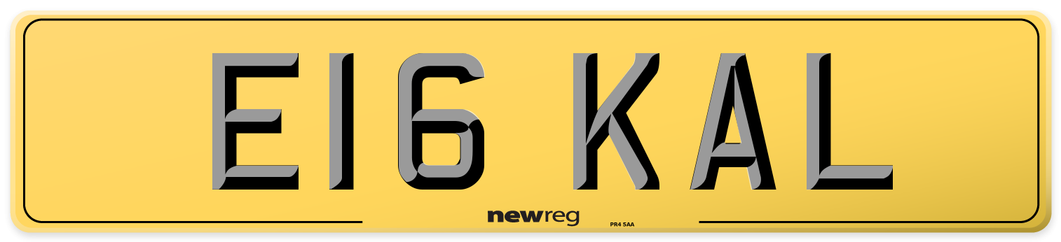 E16 KAL Rear Number Plate