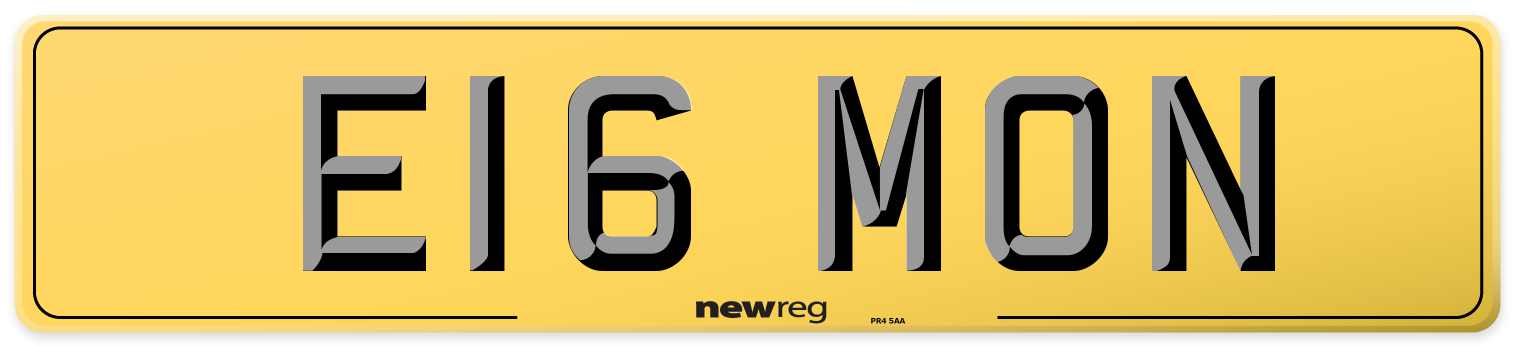 E16 MON Rear Number Plate