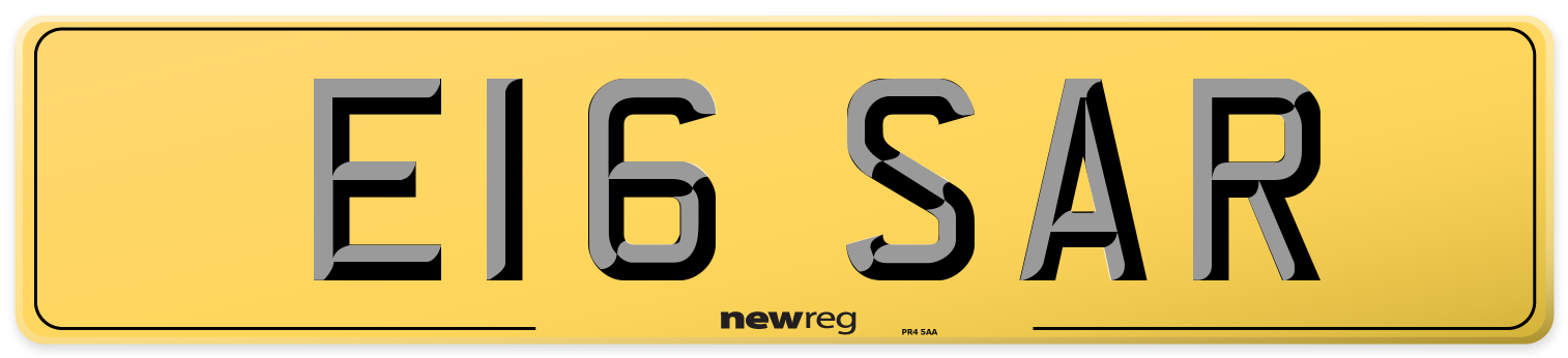 E16 SAR Rear Number Plate