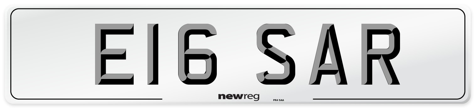 E16 SAR Front Number Plate