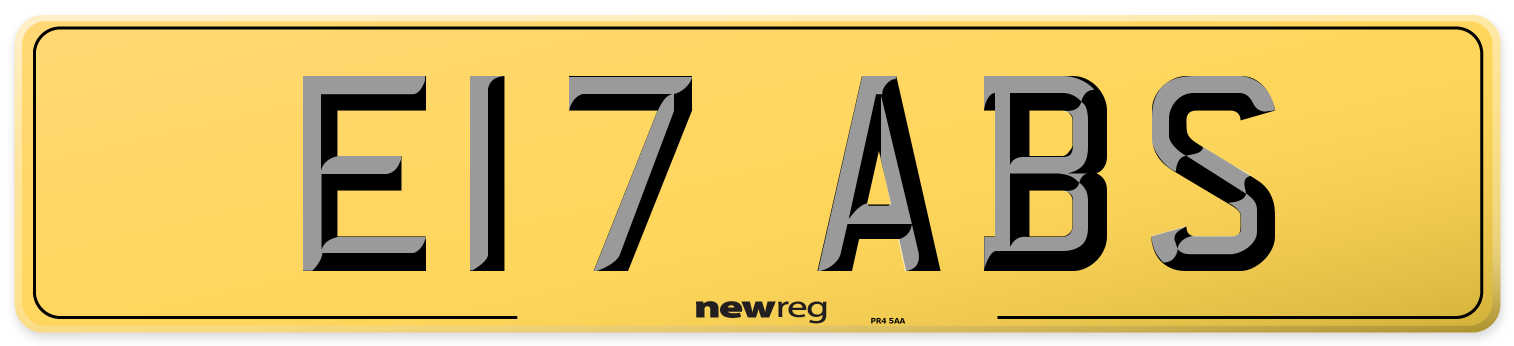 E17 ABS Rear Number Plate