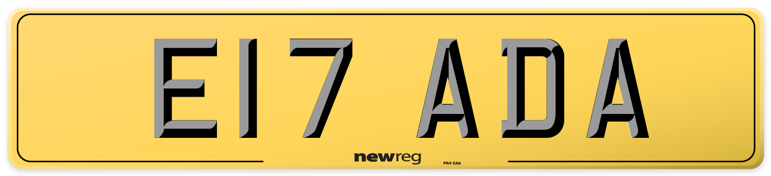 E17 ADA Rear Number Plate
