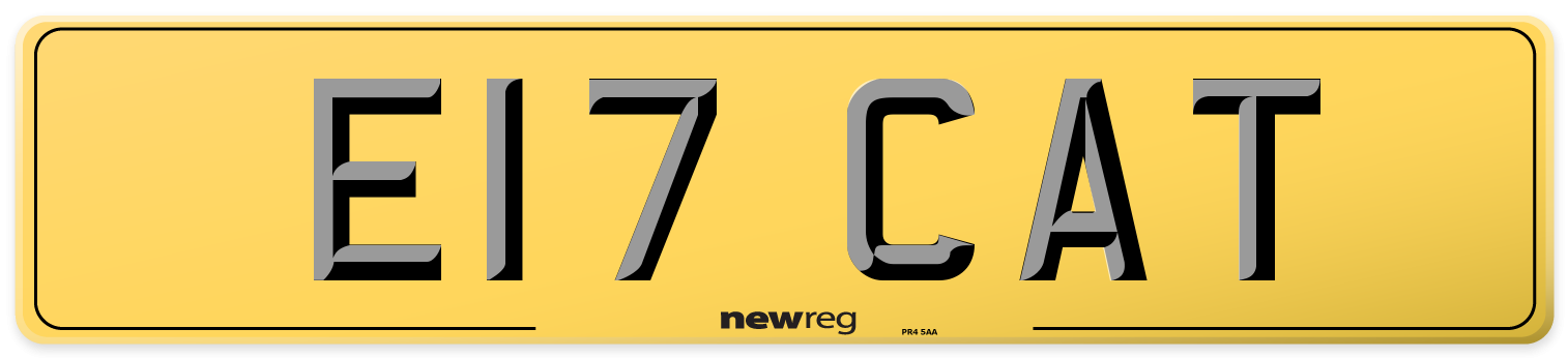 E17 CAT Rear Number Plate