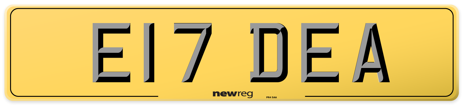 E17 DEA Rear Number Plate