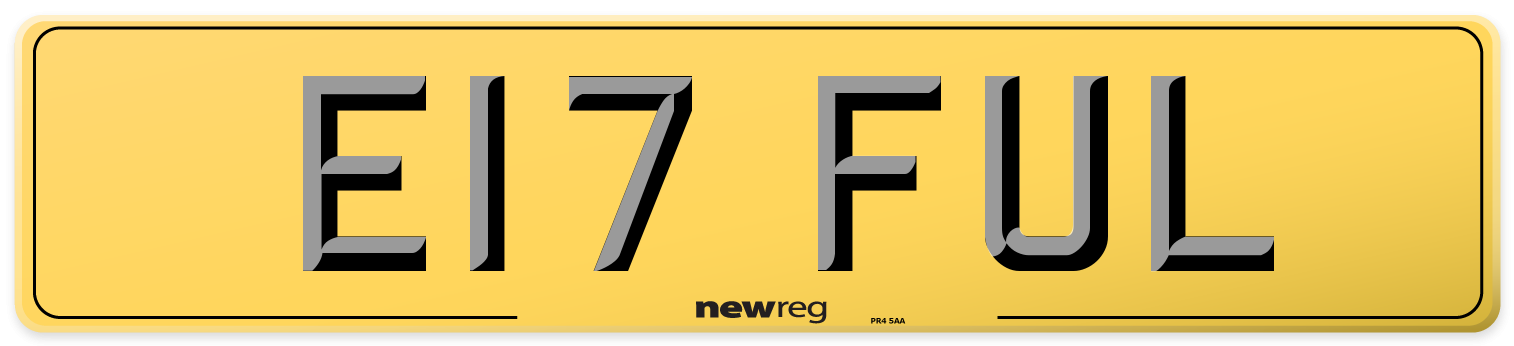 E17 FUL Rear Number Plate
