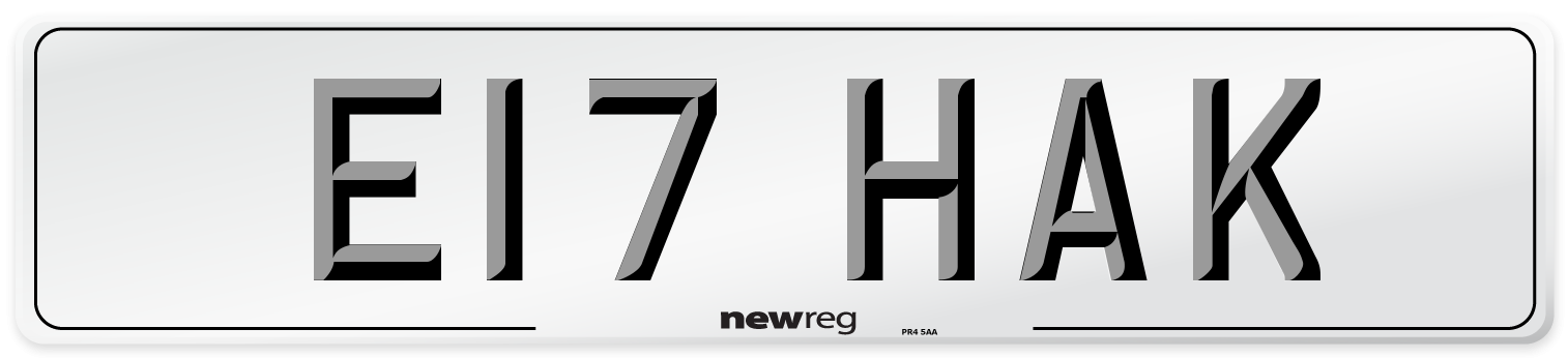 E17 HAK Front Number Plate