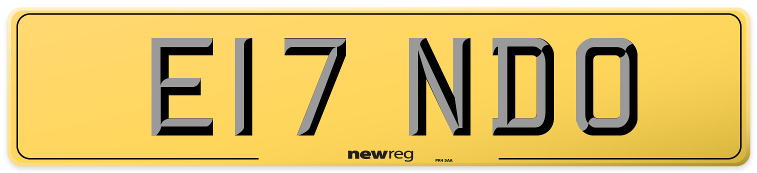 E17 NDO Rear Number Plate