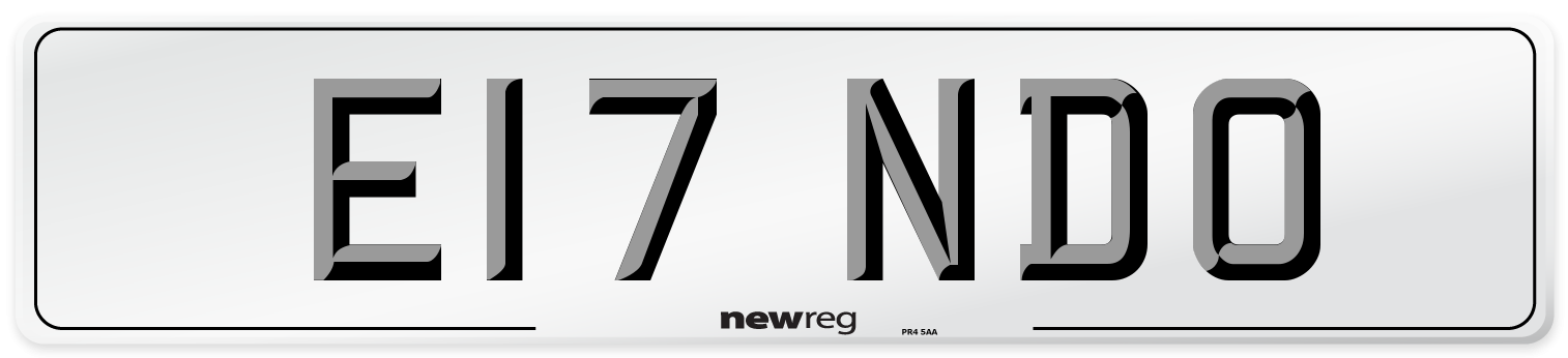 E17 NDO Front Number Plate