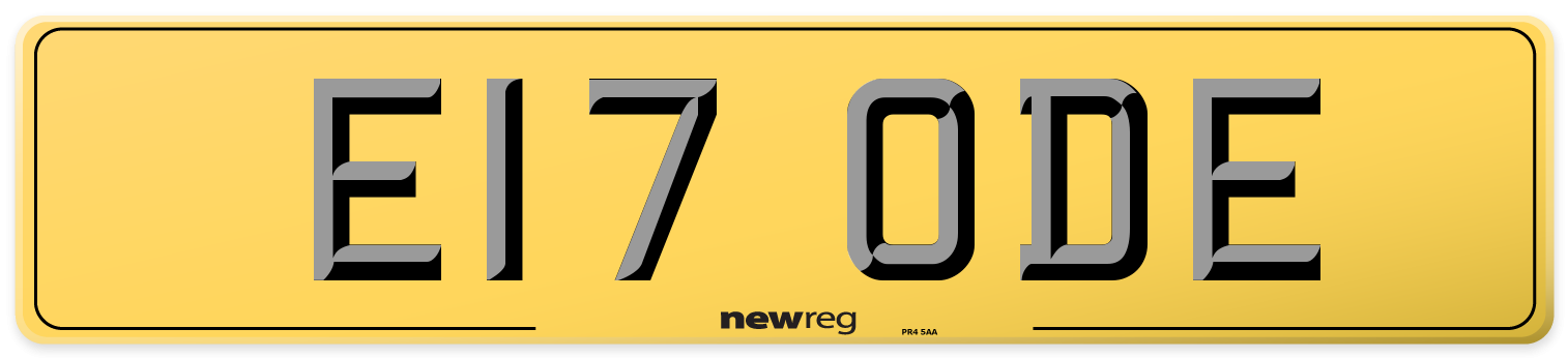 E17 ODE Rear Number Plate