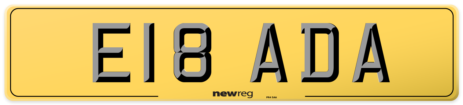 E18 ADA Rear Number Plate