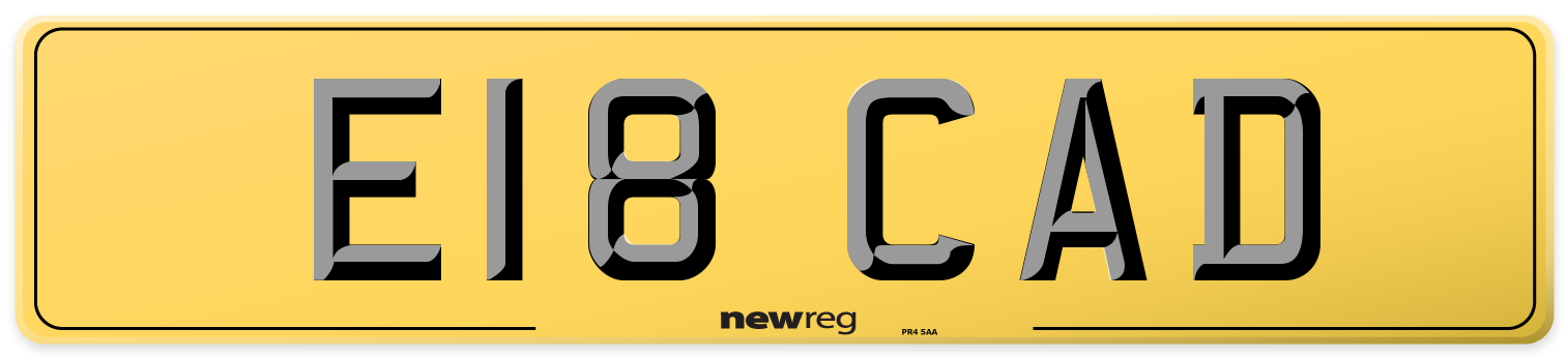 E18 CAD Rear Number Plate