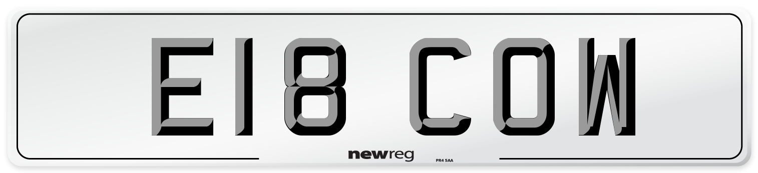 E18 COW Front Number Plate
