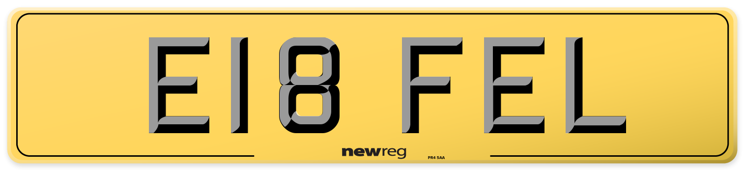 E18 FEL Rear Number Plate