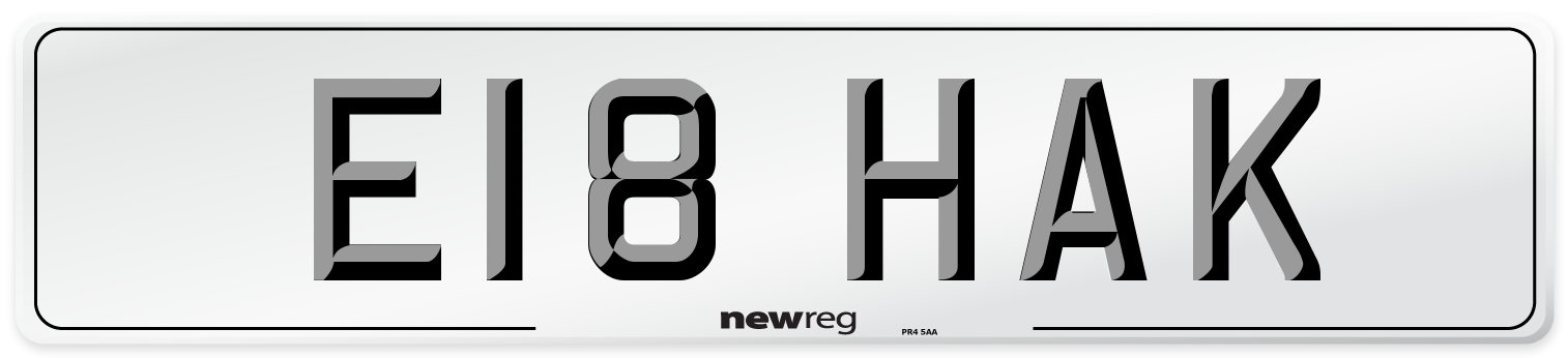 E18 HAK Front Number Plate