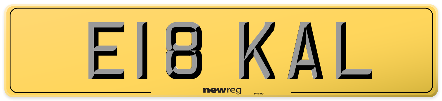 E18 KAL Rear Number Plate