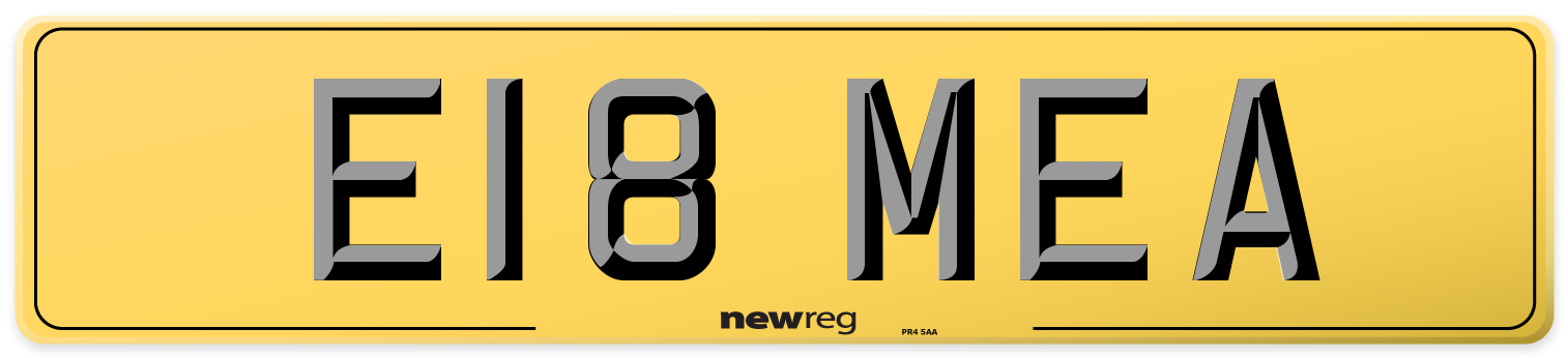 E18 MEA Rear Number Plate