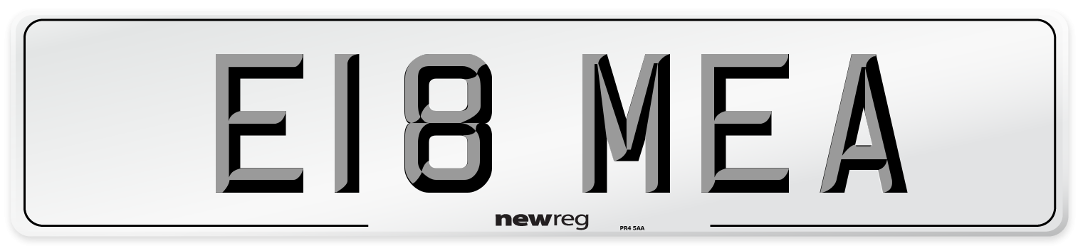E18 MEA Front Number Plate