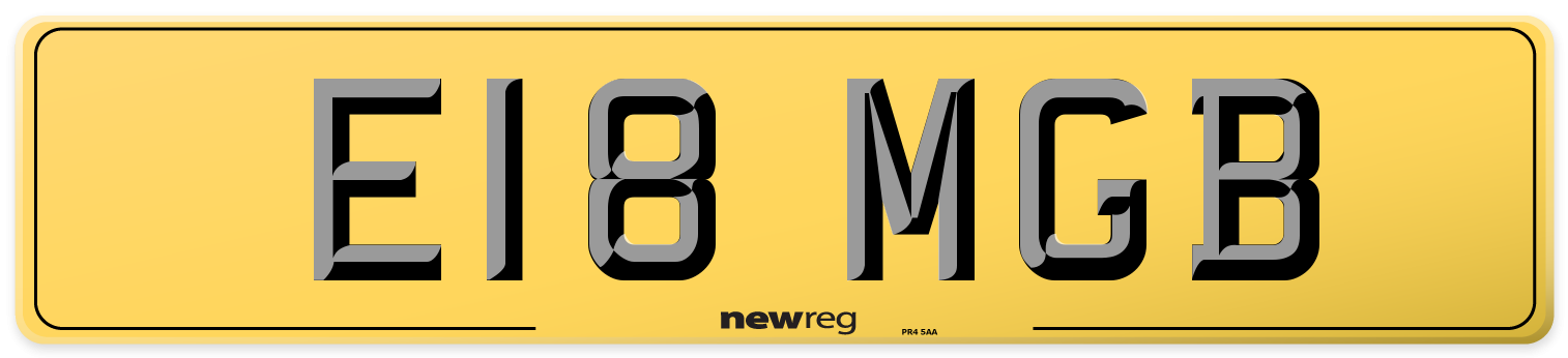 E18 MGB Rear Number Plate