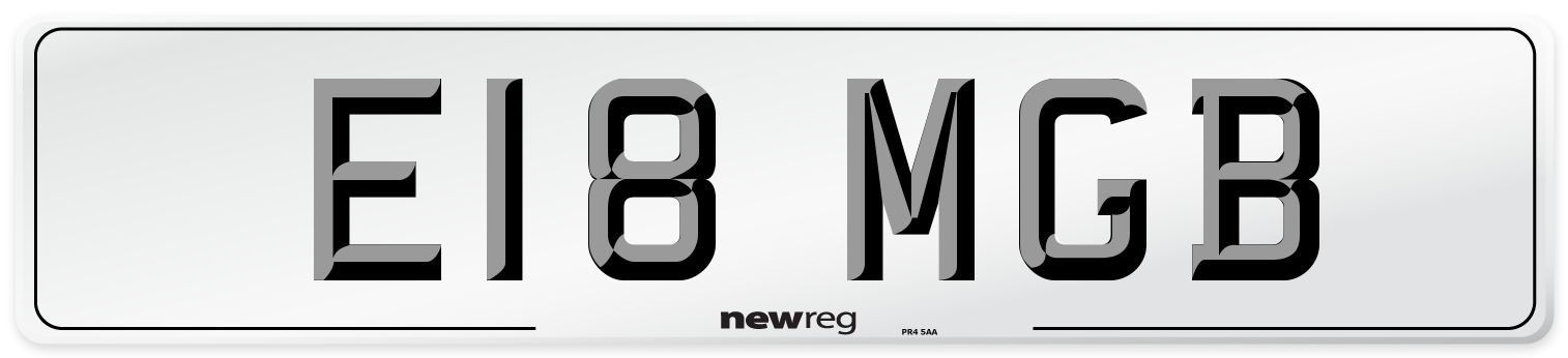 E18 MGB Front Number Plate