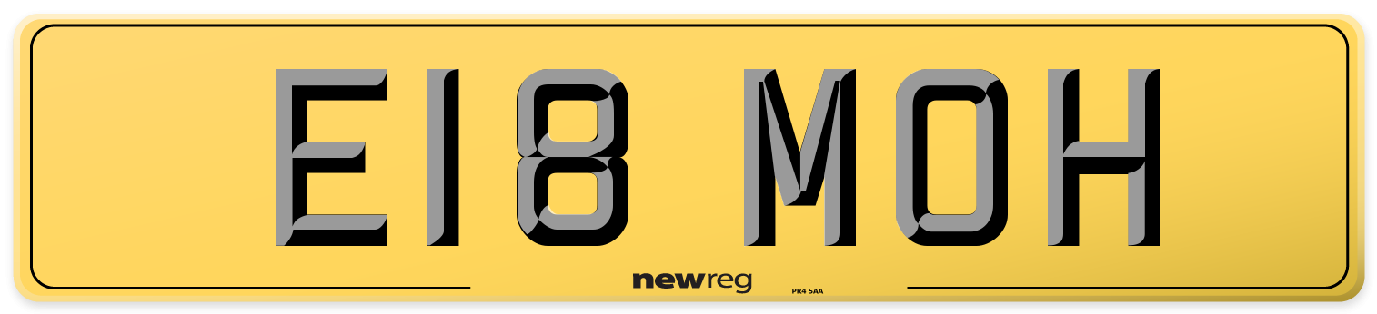E18 MOH Rear Number Plate