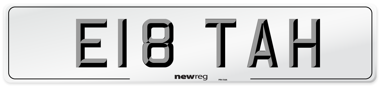 E18 TAH Front Number Plate