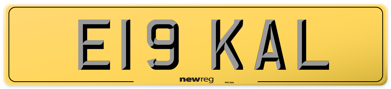 E19 KAL Rear Number Plate