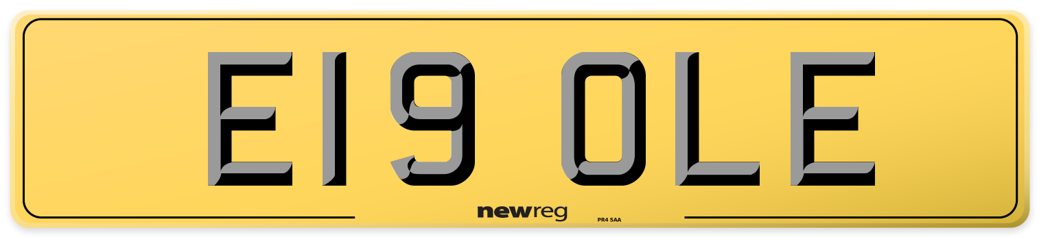 E19 OLE Rear Number Plate
