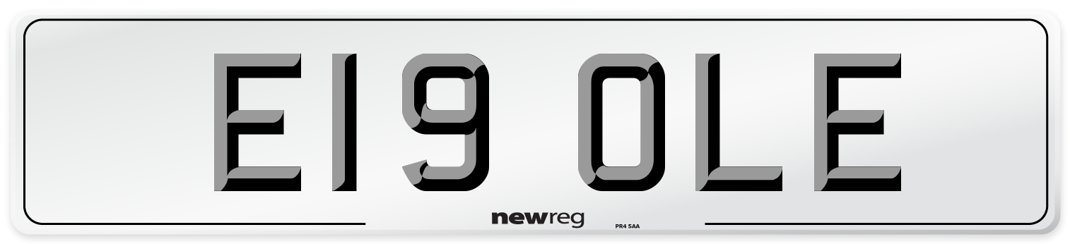 E19 OLE Front Number Plate