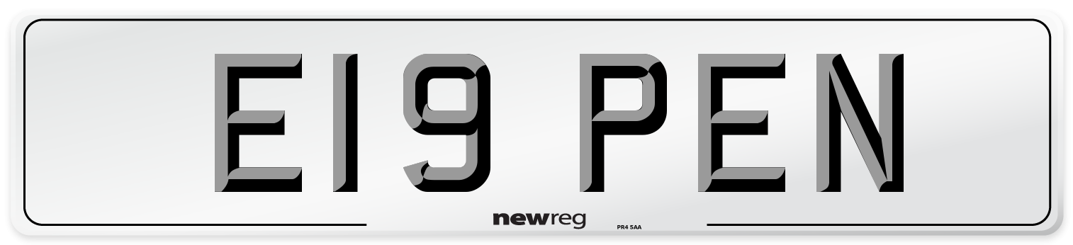 E19 PEN Front Number Plate