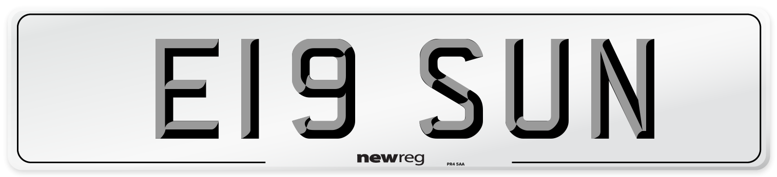 E19 SUN Front Number Plate