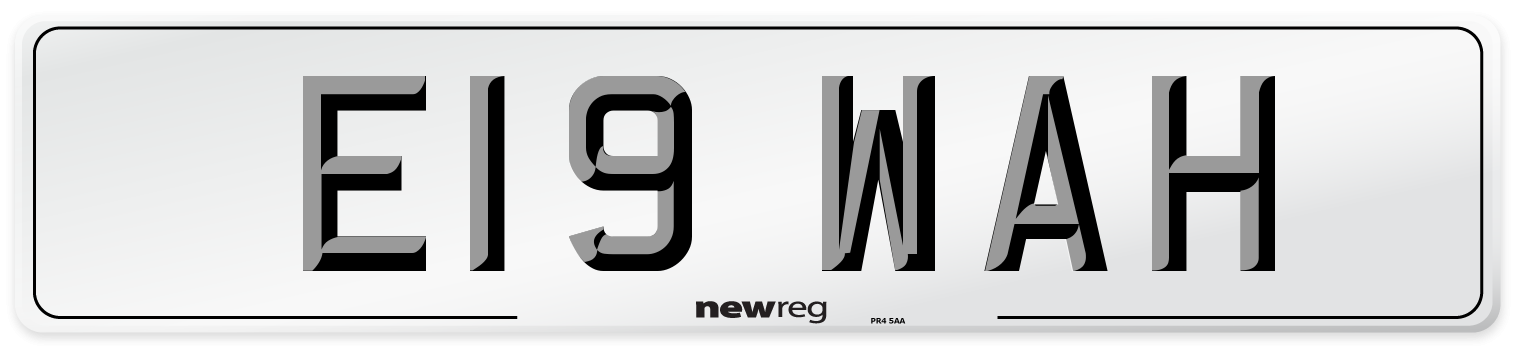 E19 WAH Front Number Plate