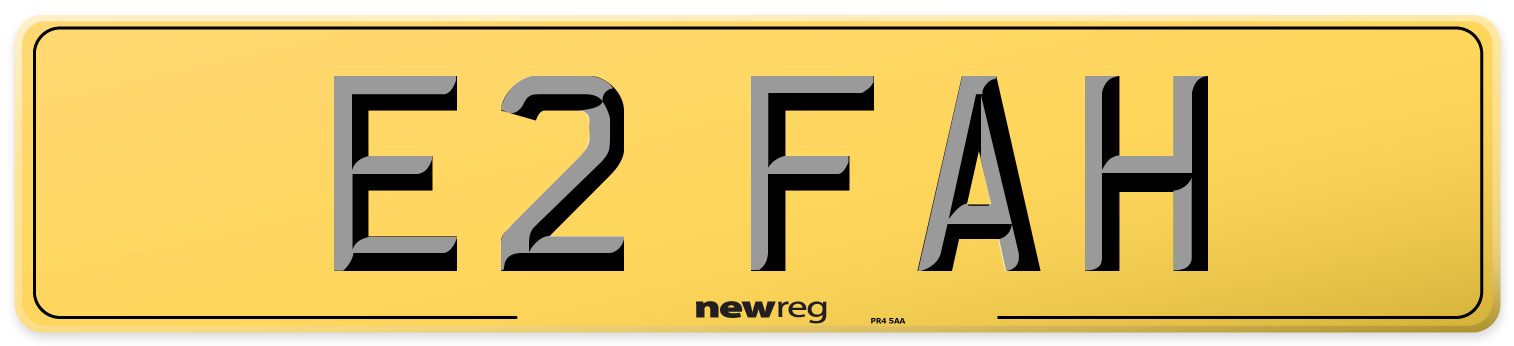E2 FAH Rear Number Plate