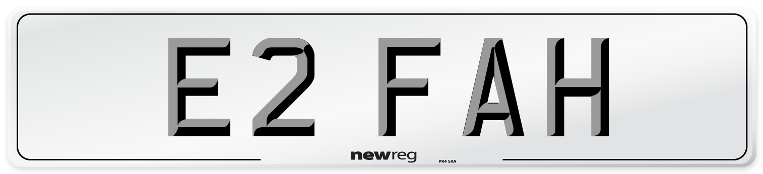 E2 FAH Front Number Plate