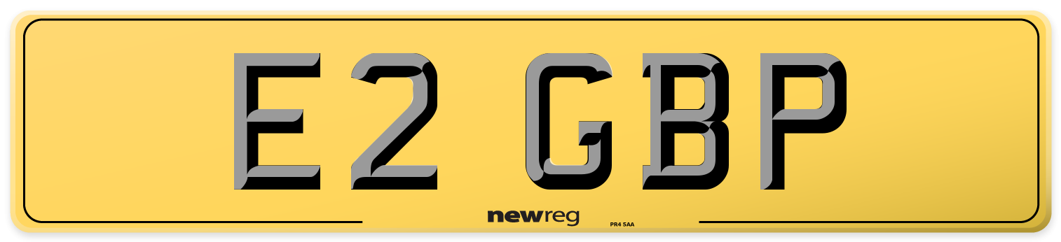 E2 GBP Rear Number Plate