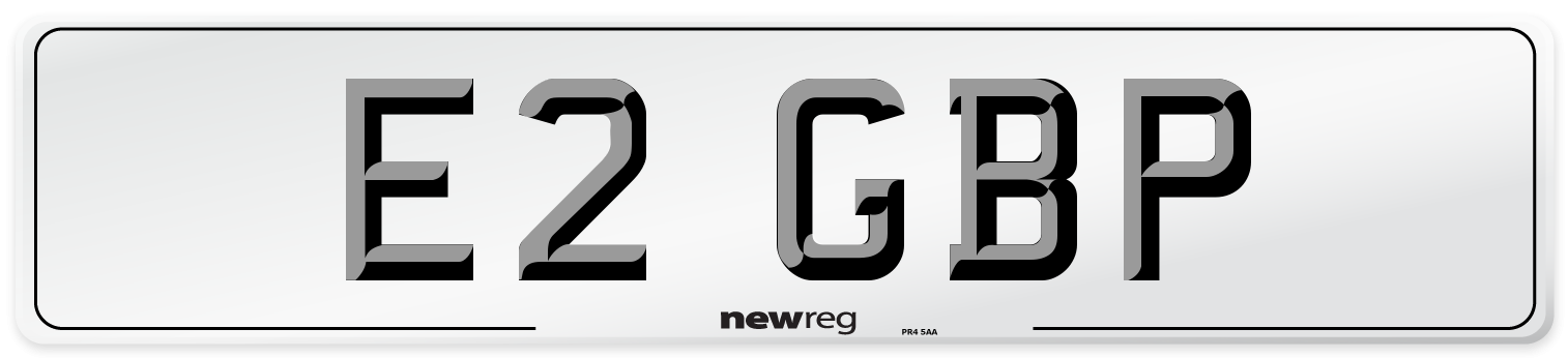 E2 GBP Front Number Plate