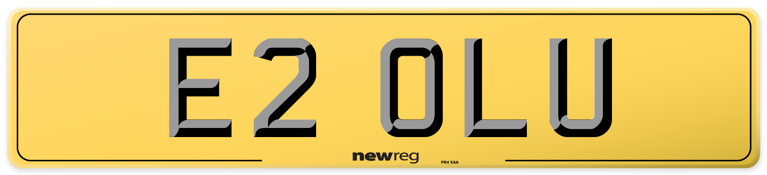 E2 OLU Rear Number Plate