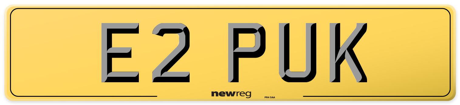 E2 PUK Rear Number Plate