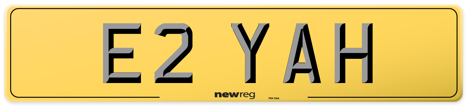 E2 YAH Rear Number Plate