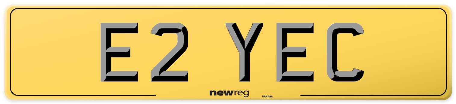 E2 YEC Rear Number Plate