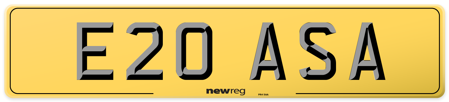 E20 ASA Rear Number Plate