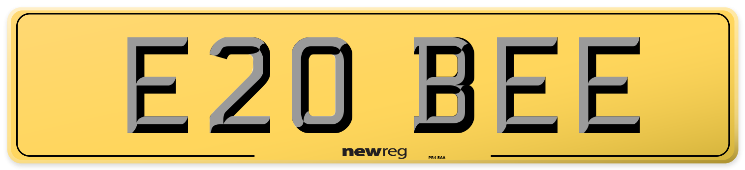 E20 BEE Rear Number Plate
