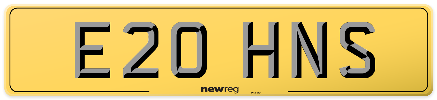 E20 HNS Rear Number Plate