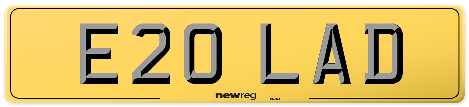 E20 LAD Rear Number Plate