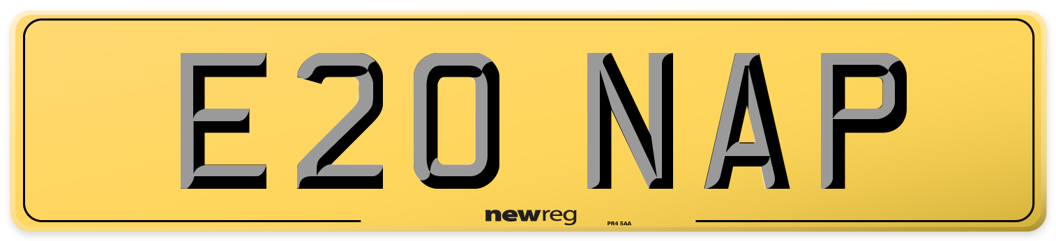 E20 NAP Rear Number Plate